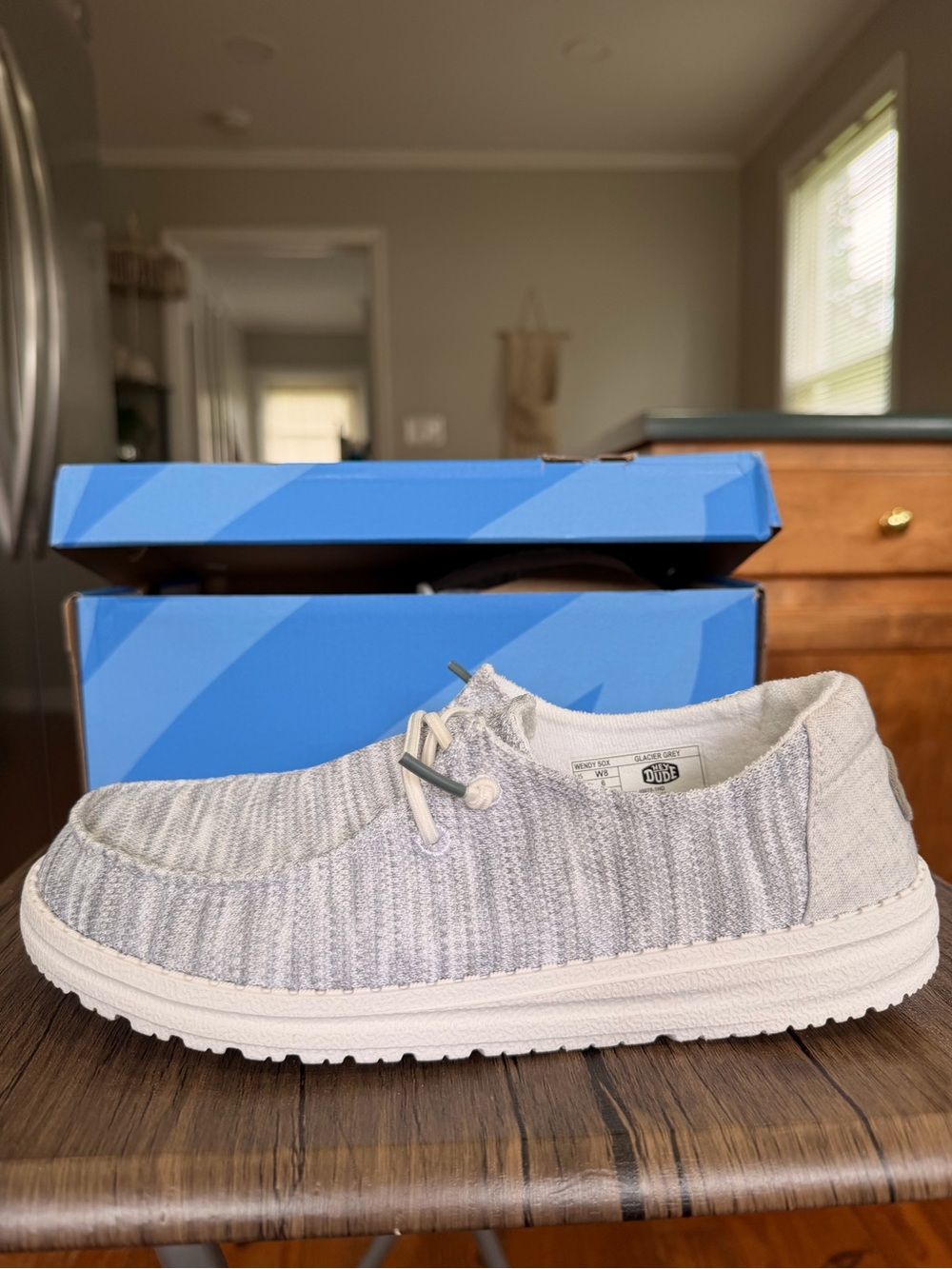 Hey Dude Women's Slip-On Loafers in Light Gray and White - Picture 11 of 13